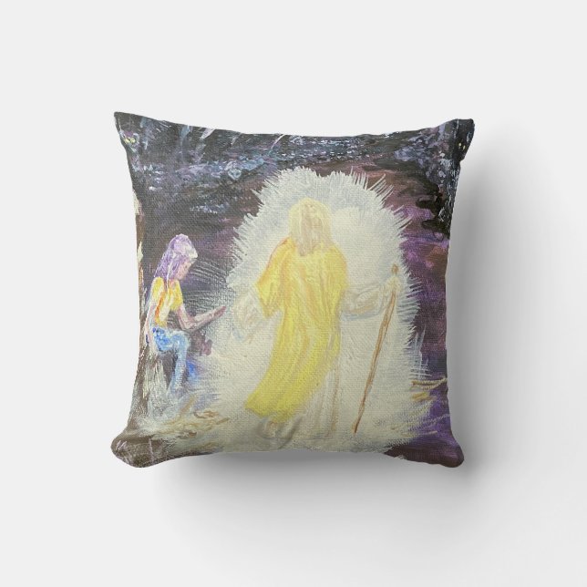 Lila und schwarzer Wald mit dem Licht Jesu Kissen (Vorderseite)