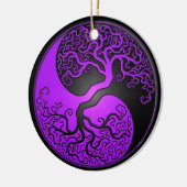 Lila und schwarzer Yin Yang Baum Keramikornament (Links)