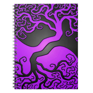 Lila und schwarzer Yin Yang Baum Notizblock