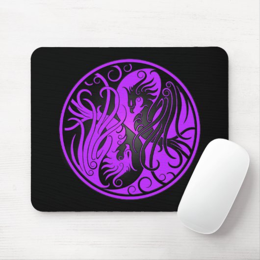 Lila und schwarzer Yin Yang Phoenix Mousepad (Mit Mouse)