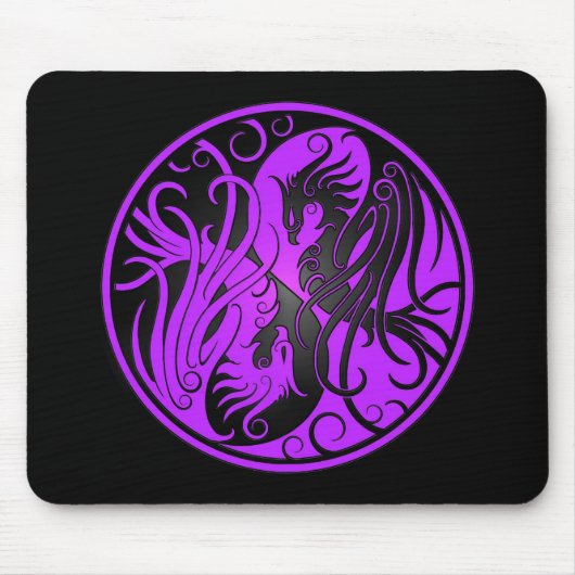 Lila und schwarzer Yin Yang Phoenix Mousepad (Vorne)
