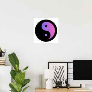 Lila und schwarzer Ying-Yang-Poster aus Papier (ma Poster