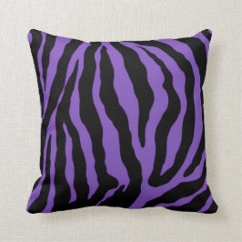 Lila und schwarzer Zebra-Druck-gestreiftes Kissen