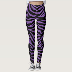Lila und schwarzer Zebra-Tierdruck-Leggings Leggings