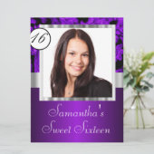 Lila und schwarzes 16 . Geburtstag Einladung (Stehend Vorderseite)