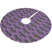 Lila und schwarzes Bat Halloween-Baumrock Polyester Weihnachtsbaumdecke (Schrägansicht)