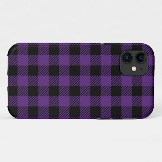 Lila und schwarzes Buffalo-Kariertes Muster Case-Mate iPhone Hülle (Rückseite (Horizontal))