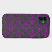 Lila und schwarzes Damaskusmuster Case-Mate iPhone Hülle (Rückseite (Horizontal))