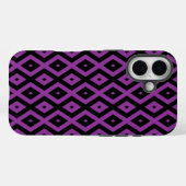 Lila und schwarzes Diamantmuster Case-Mate iPhone Hülle (Rückseite (Horizontal))