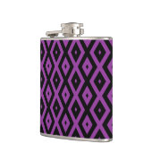Lila und schwarzes Diamantmuster Flachmann (Links)