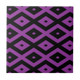 Lila und schwarzes Diamantmuster Fliese