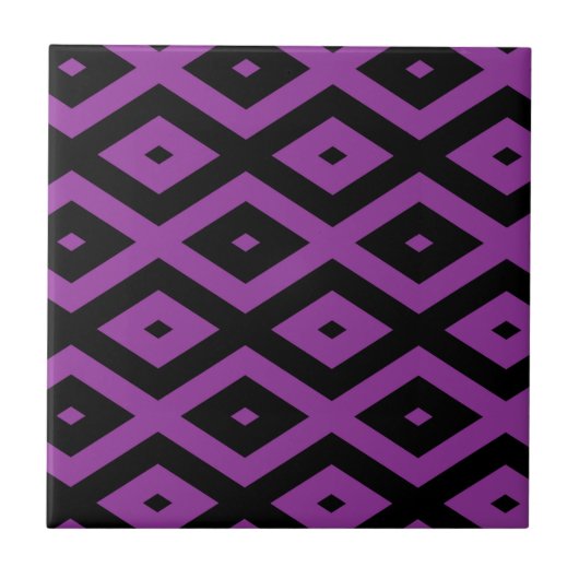 Lila und schwarzes Diamantmuster Fliese (Vorderseite)