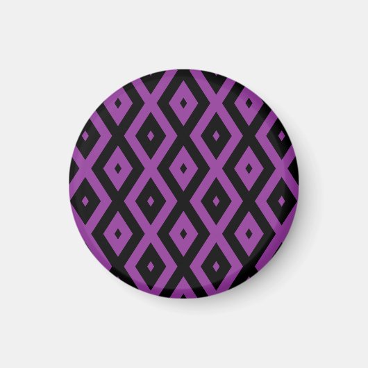Lila und schwarzes Diamantmuster Magnet (Vorne)