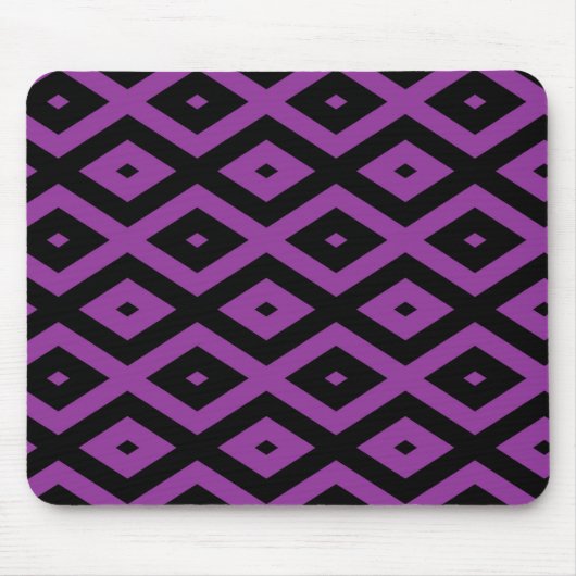 Lila und schwarzes Diamantmuster Mousepad (Vorne)