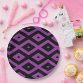 Lila und schwarzes Diamantmuster Pappteller (Party)