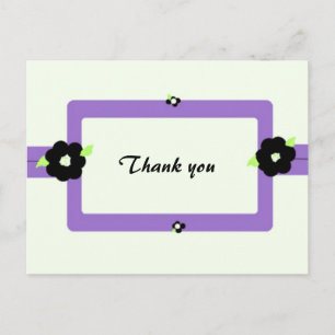 Lila und schwarzes florales Dankeschön Postkarte