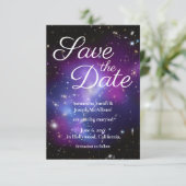 Lila und Schwarzes Foto Save the Date Einladung (Stehend Vorderseite)