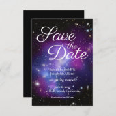 Lila und Schwarzes Foto Save the Date Einladung (Vorne/Hinten)