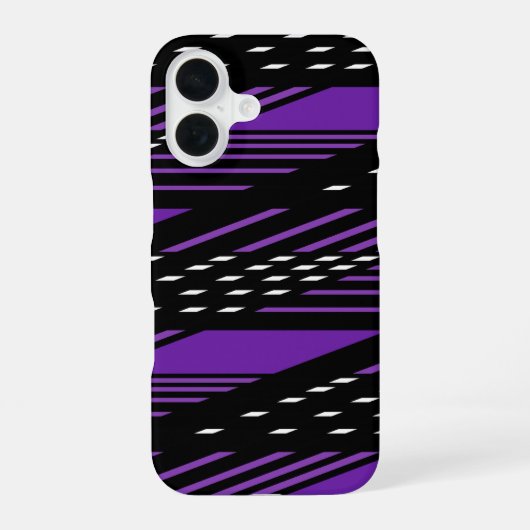 Lila und schwarzes Gemustertes iPhone 16 Mobile Fa Hülle (Rückseite)