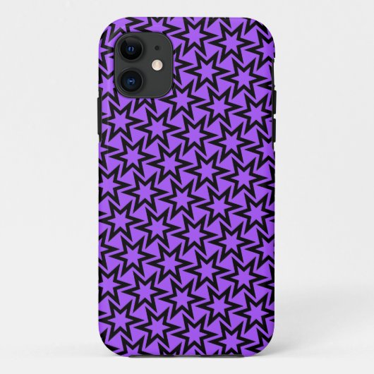 Lila und schwarzes geometrisches Sternmuster Case-Mate iPhone Hülle (Rückseite)