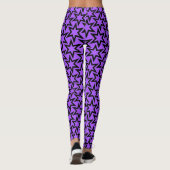 Lila und schwarzes geometrisches Sternmuster Leggings (Rückseite)