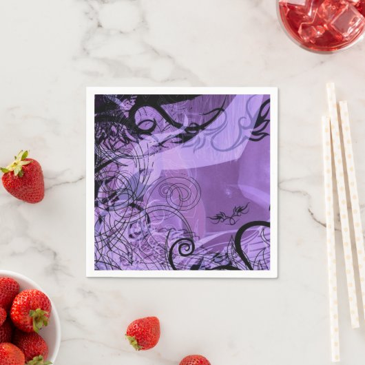 Lila und schwarzes Goth Muster Napkins Serviette (Beispiel)