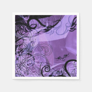 Lila und schwarzes Goth Muster Napkins Serviette