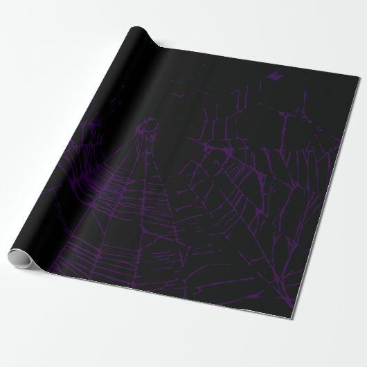 Lila und schwarzes Goth Spiderweb Geschenkpapier (Ungerollt)