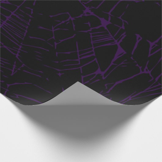 Lila und schwarzes Goth Spiderweb Geschenkpapier (Ecke)