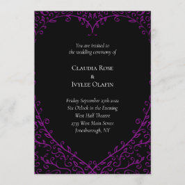 Lila und schwarzes Herz Gotische Hochzeitseinladun Einladung