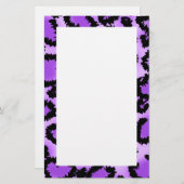 Lila und schwarzes Leopard-Druckmuster Briefpapier (Vorne/Hinten)