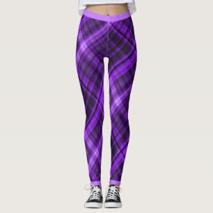 Lila und schwarzes Modedesign Madras-Muster Leggings