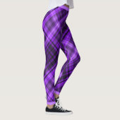 Lila und schwarzes Modedesign Madras-Muster Leggings (Rechts)