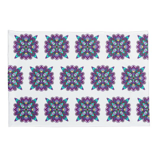 Lila und schwarzes mystisches Mandala Kissenbezug (Rückseite-Rechts)