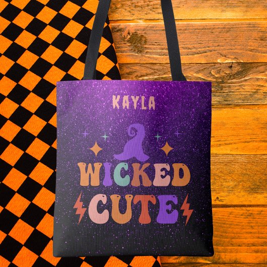 Lila und schwarzes Personalisiertes Halloween Tasche