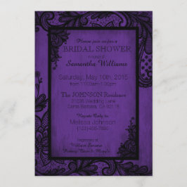 Lila und schwarzes Spitzen-Gothic-Brautparty Einladung