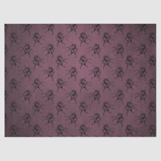 Lila und schwarzes Unicorn-Seidenpapier Seidenpapier (Vorderseite)