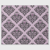 Lila und schwarzes Vintages Damaskusmuster Geschenkpapier (Flach)