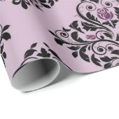Lila und schwarzes Vintages Damaskusmuster Geschenkpapier (Rolleneckpunkt)