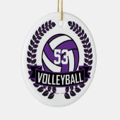 Lila und schwarzes 🏐 Volleyball-Logo Keramik Ornament (Rechts)