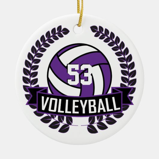 Lila und schwarzes 🏐 Volleyball-Logo Keramik Ornament (Vorne)