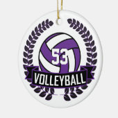 Lila und schwarzes 🏐 Volleyball-Logo Keramik Ornament (Links)
