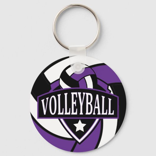 Lila und schwarzes Volleyball-Logo Schlüsselanhänger (Vorderseite)