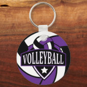 Lila und schwarzes Volleyball-Logo Schlüsselanhänger (Vorderseite)