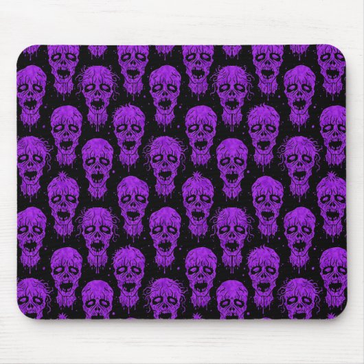 Lila und schwarzes Zombie-Apokalypse-Muster Mousepad (Vorne)