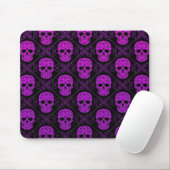 Lila und schwarzes Zuckerschädel-Muster Mousepad (Mit Mouse)