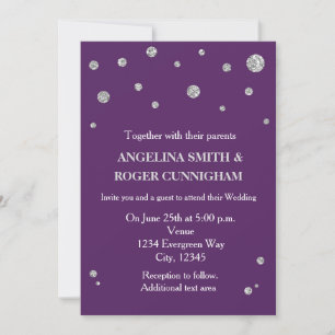 Lila und Silber Glitter moderne Hochzeitseinladung Einladung