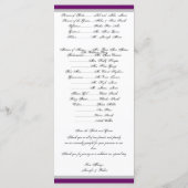 Lila und Silber Herz Monogramm Hochzeitsprogramm Programm (Rückseite)