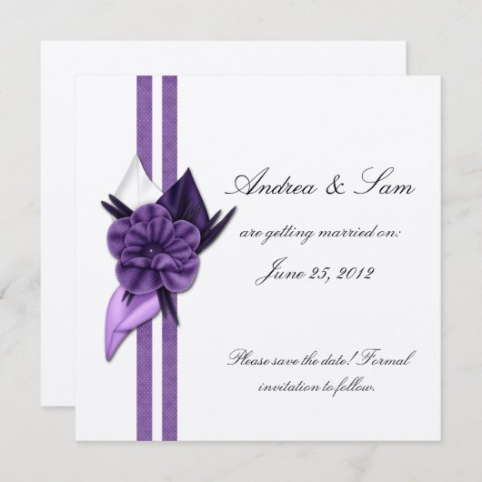 Lila und silber Save the Date (Vorne/Hinten)