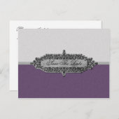 Lila und silber Save the Date Ankündigungspostkarte (Vorne/Hinten)